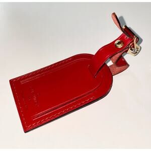 Louis Vuitton Red Leather Tag Goldtone Accent France AUTHENTIC ❤️